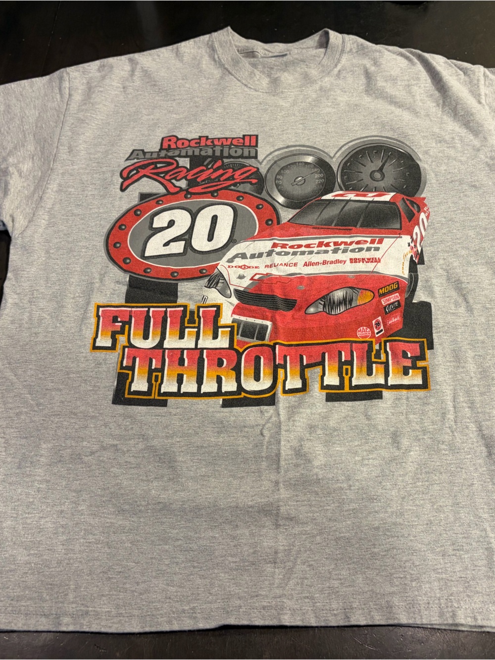 Vintage Hanes Beefy Denny Hamlin 20 Rockwell Automation NASCAR T-Shirt XL Gray